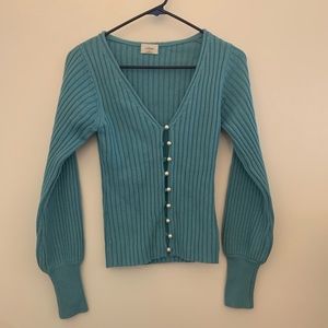 COPY - aritzia wilfred pearl cardigan, blue, size…